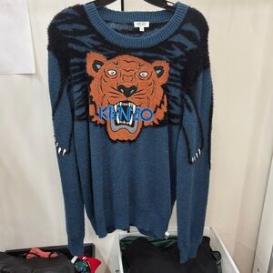 Kenzo Teal and Orange Tiger Crewneck Sweater